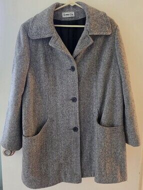 Like New Vintage Herman Kay Wool Blend Herringbone Coat